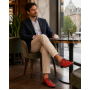 Pantofi barbati rosii eleganți din piele naturală cu șiret și talpi confortabile deosebite GKR51R
